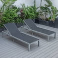 thumbnail image 2 of LeisureMod Marlin Poolside Outdoor Patio Lawn and Garden Modern Grey Powder Coated Aluminum Frame Suntan Sling Chaise Lounge Chair, Set of 2 (Black), 2 of 14
