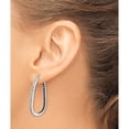 thumbnail image 3 of Sterling Silver Ss Platinum-Plated Diamond Mystique Black/White Dia Twisted Hoop Earrings (37 X 25) Made In United States qdf163, 3 of 5