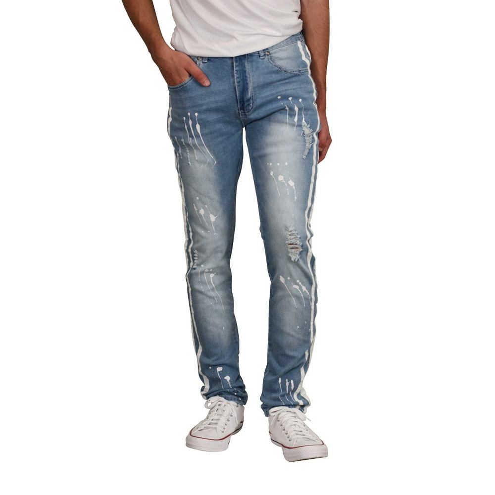 M. Society - M. SOCIETY Skinny Fit Rip and Tear Splatter Jeans with ...