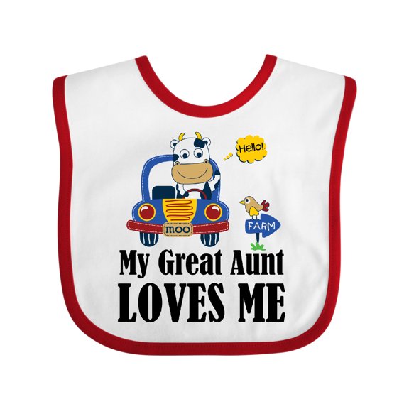 Inktastic Farmer Cow My Great Aunt Loves Me Boys or Girls Baby Bib