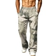 thumbnail image 2 of Hsovts Men's Athletic Open Bottom Relaxed Fit Camo Sweatpants Lounge Fashion Straight Leg Elastic Waist Workout Relaxed Fit Trousers Running Pant with Pockets Army Green M, 2 of 7