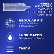 Durex Prolong Condoms, Ultra Fine, Ribbed, Dotted with Delay Lubricant Natural Rubber Latex Condoms for Men, FSA & HSA Eligible, 12 Count