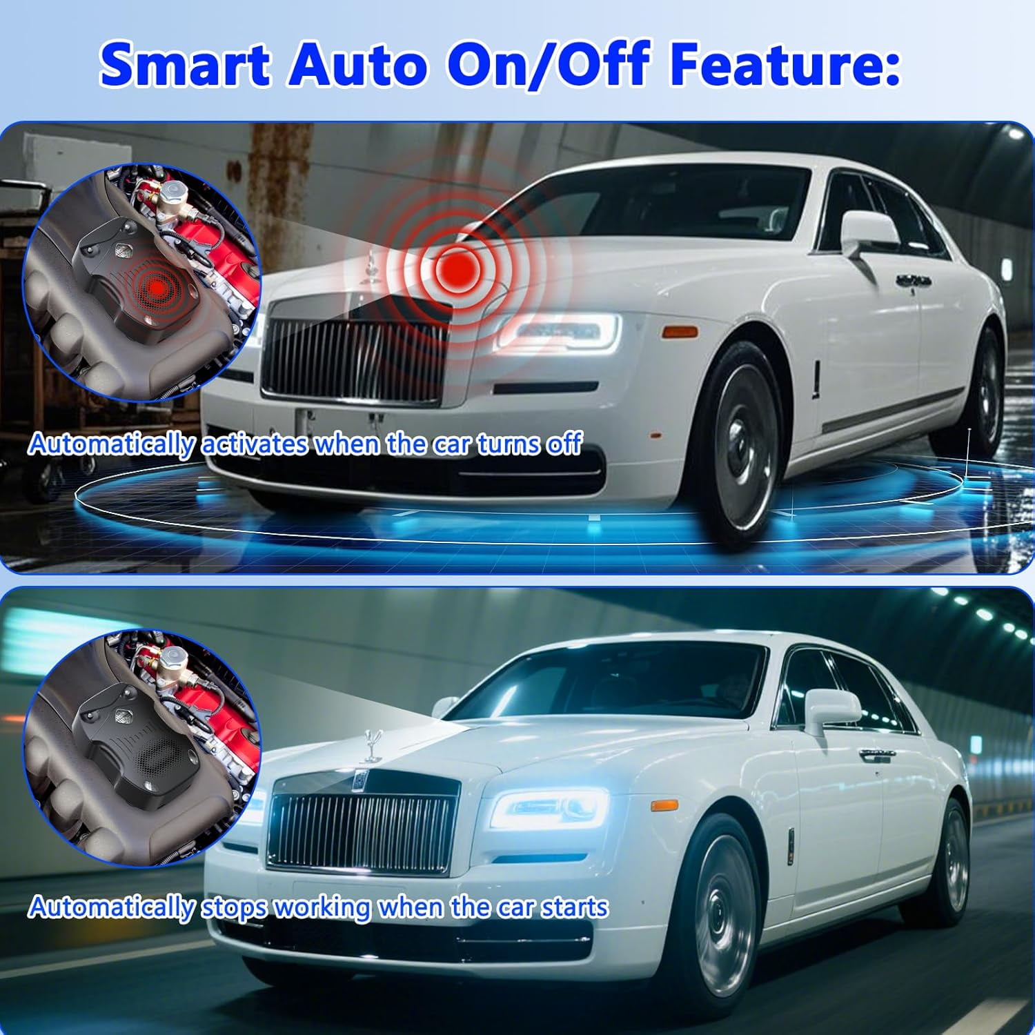 2 Pack Ultrasonic Rodent Repellent for Car Engines – 12V/24V High-Efficiency Rat & Mouse Deterrent, Suitable for Cars, Trucks, RVs