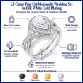 thumbnail image 3 of JeenMata 1.5 Carat Pear Cut Moissanite Wedding Set - Bridal Set - Art Deco Ring - Halo Ring - Cluster Ring - 18k White Gold Plated for Women, 3 of 8