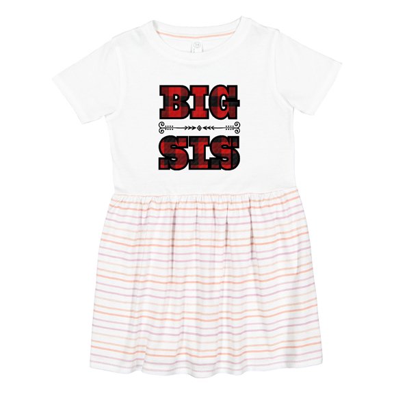 Inktastic Big Sis Buffalo Plaid Sister Girls Toddler Dress