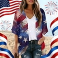 thumbnail image 2 of JULMCOMO 4th of July Lightweight Cardigans for Women Red White Blue Half Sleeve Patriotic Kimono Cover Ups Summer Tops Blue M, 2 of 6