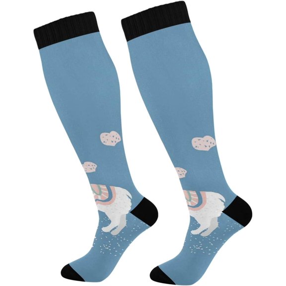 GZHJMY Alpaca Compression Socks, Women Men Long Stocking (20-30mmHg), Travel Knee High Stockings for Athletic Sports,Running,Cycling,Nursing