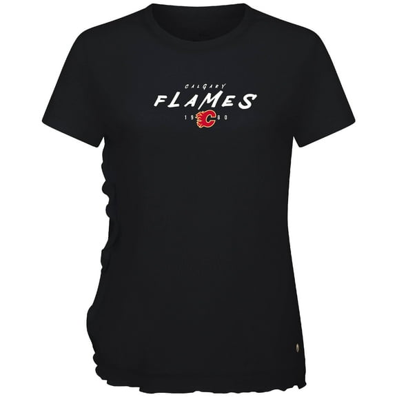 Women's Levelwear  Black Calgary Flames  Airflow Scratched T-Shirt