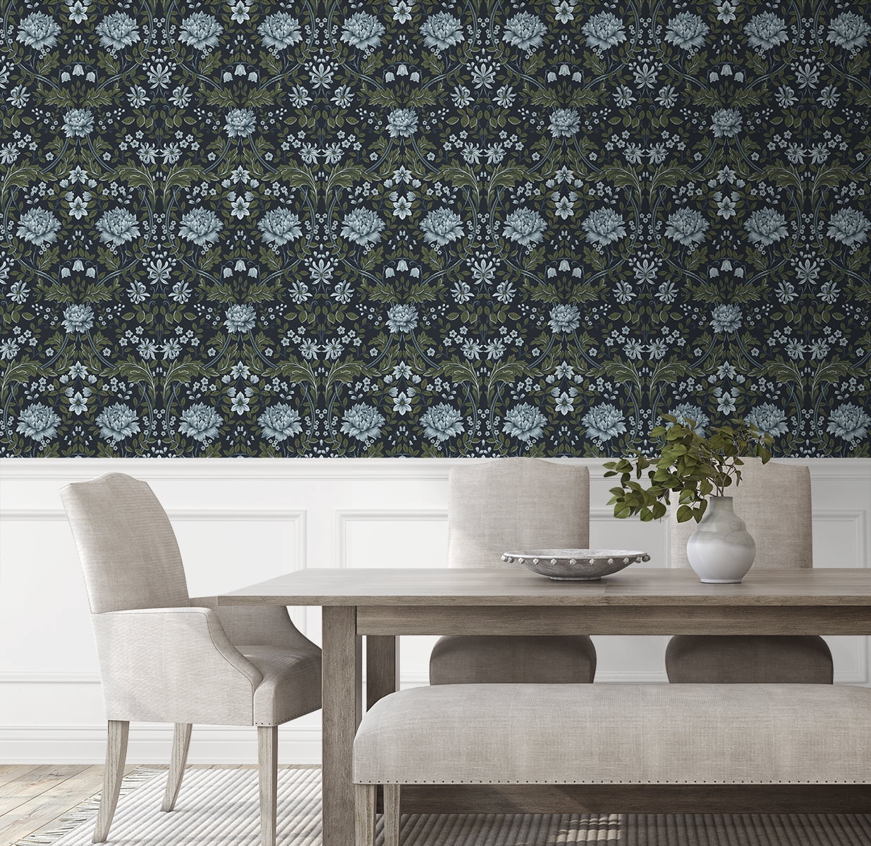 Nextwall Blue & Sage Honeysuckle Trail Peel And Stick Wallpaper - 20.9 in. W x 18 ft. L Roll