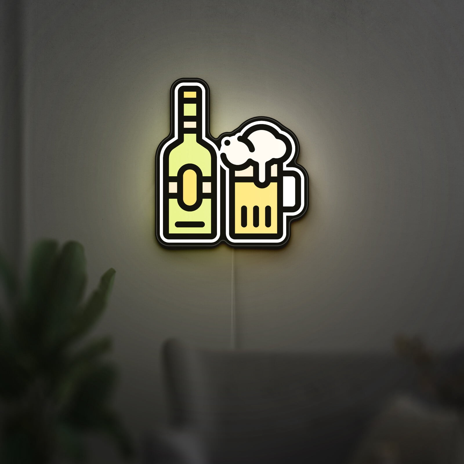 Beer Bottle 3D Novelty Light Box, Beverage Lamp Decor for Bar and Beer Lovers, Rustic Alcohol, Ideal for Drink Lovers (Width 20 inch, 50cm)
