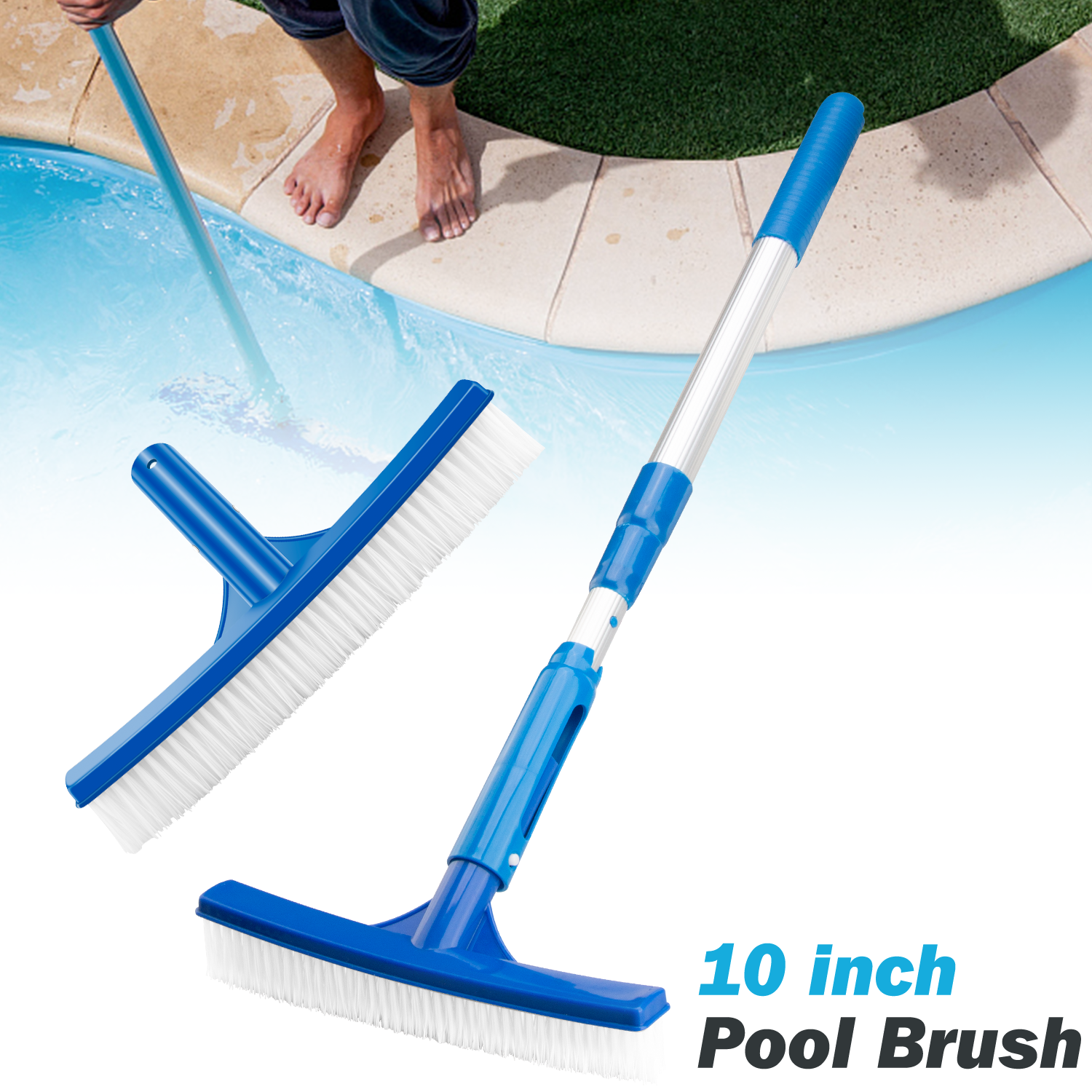 Pool Brush Head for Cleaning Pool Walls, Inground/Above Ground Swimming Pool Scrub Brushes with