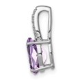thumbnail image 2 of 925 Sterling Silver Polished Diamond and Pink Amethyst Oval Pendant Necklace 15x7mm Wide Pendant for Women, 2 of 4