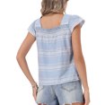 thumbnail image 3 of INSPIRE CHIC Gingham Top for Women Casual Square Neck Cap Sleeve Peasant Summer Blouse Top M Blue, 3 of 6
