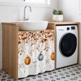 thumbnail image 3 of Orange Blue Pumpkins Fall Cabinet Curtain 35"Wx35"L,Dustproof Under Sink Skirt W/ Self Adhesive Tape,Coastal Starfish Eucalyptus Leaves Cabinet Curtain Cover for Kitchen Sink,Bathroom Vanity, 3 of 9