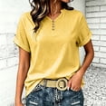 thumbnail image 2 of Womens Short Sleeve T Shirts Henley Neck Dressy Casual Womens Summer Tops Business Casual T Shirts, 2 of 4
