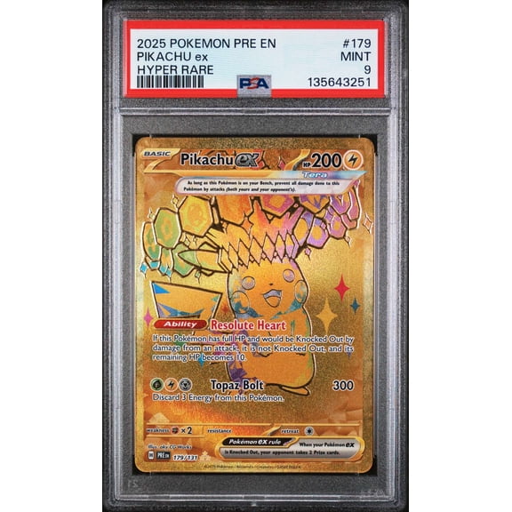 Collectible Graded 2025 PSA 9 Pokemon Prismatic Evolutions Pikachu EX Hyper Rare #179 Card