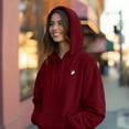thumbnail image 5 of Dalix Heartly Ghost Embroidery Relaxed Hoodie Soft Fleece Sweatshirt Drawcord Fit Lounge Womens in Burgundy L Large, 5 of 5