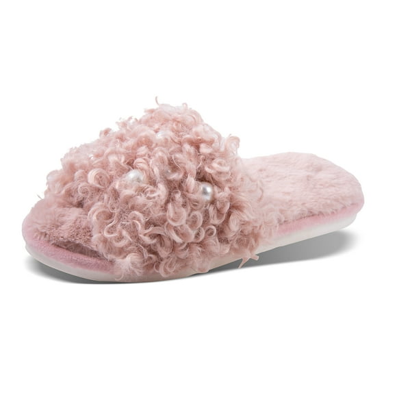Amanda Blu Pantoufles Mauve Perles Bouclées (Moyen 8-9)