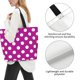 thumbnail image 3 of Fotbe Purlpe And White Polka Dot Bolsa Tote Estética de Lona con Estampado para Mujer - Bolsa Reutilizable de Hombro Casual para Vacaciones, Compras, Trabajo y Gimnasio, 3 of 8