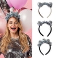 thumbnail image 2 of FENOHREFE Mirrored Headbands Plastomer Women Hair Accessory Adjustable Comfortable for Parties and Celebrations White and Black, 2 of 7