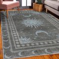 thumbnail image 3 of Sun and Moon Decorative Rug, Bohemian Occult Design of Crescent Solar Ornament Esoteric Stars, Quality Carpet for Bedroom Dorm and Living Room, 6 Sizes, Pale Blue, by Ambesonne, 3 of 4