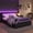 Purple+Black, variant on Queen Size Gaming Bed with 7-Color LED Headboard and Side-Lift Hydraulic Storage, Cyberpunk Style Platform Frame with Geometric Pattern,Black+Red