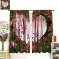 thumbnail image 3 of Butterfly Curtains, Romantic Pink Rose Bush Dream Sky Kids Girl Bedroom Window Treatments Curtains, Pink 42x84in, 3 of 5