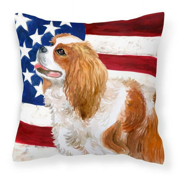 Cavalier Spaniel Patriotic Fabric Decorative Pillow
