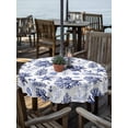 thumbnail image 2 of Outdoor Tablecloths with Umbrella Hole & Zipper, Navy Blue Coastal Round Tablecloth 54 Inch, Coral Starfish Seaside Summer Beach Waterproof Table Cloth, Patio/Pool/Picnic Table Covers, 2 of 8