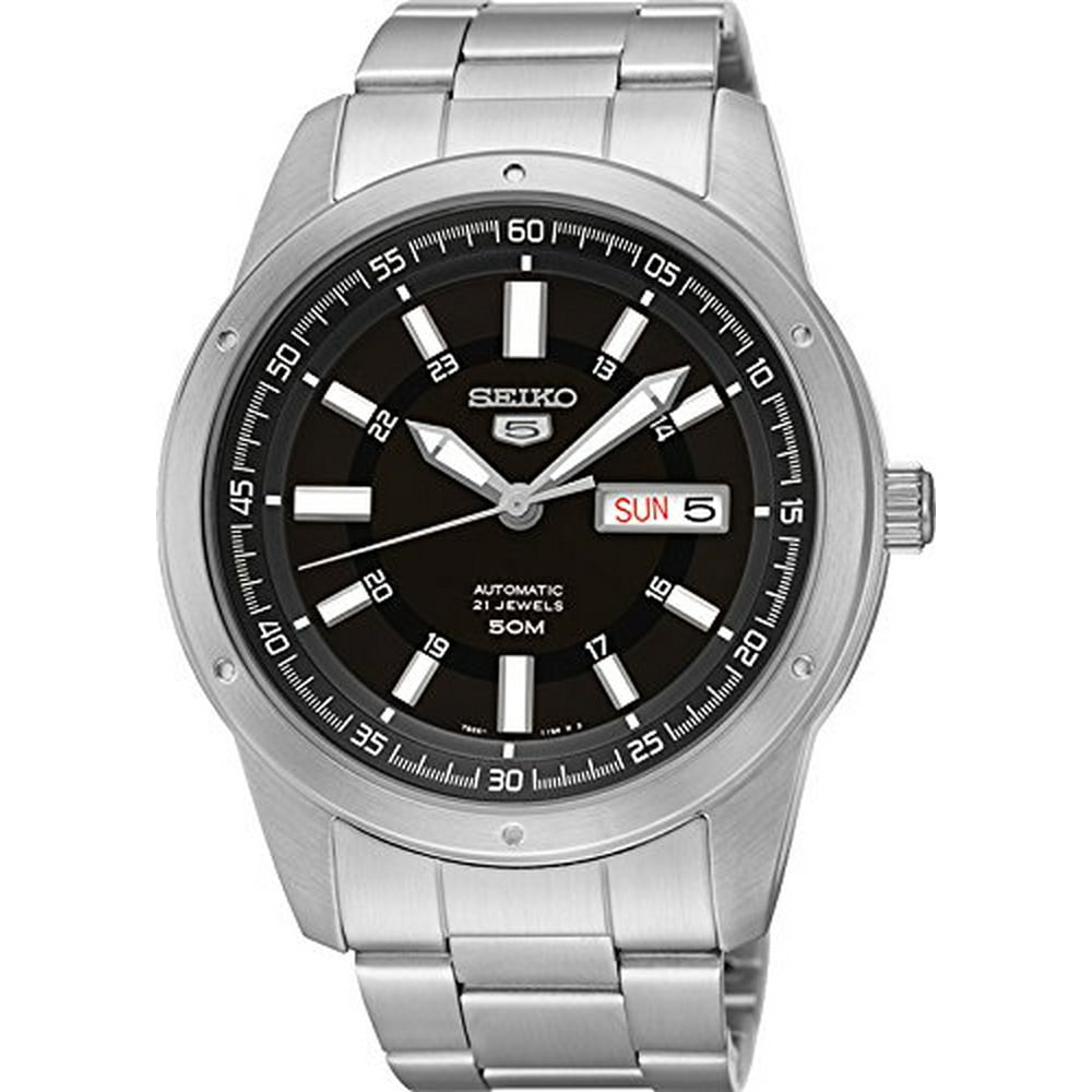 Seiko Seiko 5 Silver/Black Face Automatic Men's Analog Watch SNKN13J1