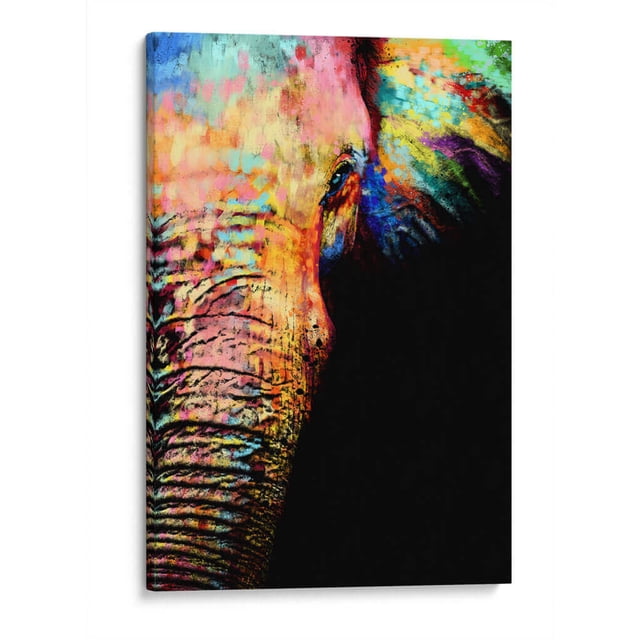 Cuadro decorativo - Close Up Elefante Colorido, Hue Art 100x150 Canvas Lab Animales, Colorido, Elefantes, Ilustraciones, Naturaleza, Animales y naturaleza