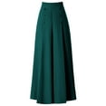 thumbnail image 2 of Rigardu pants for women Fashion Pleated Wide Leg Pants Women's Spring And Summer High Waist Loose Slim Middle Women's Pants Nine Points Culottes Casual Swing Pants womens pants Green + 3XL, 2 of 6