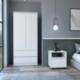 thumbnail image 2 of We Have Furniture Laurel 2 Piece Bedroom Set, Nightstand + Armoire, White Finish, 2 of 6