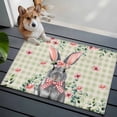 thumbnail image 4 of Rectangle Area Rug 2x3ft, Retro Easter Rabbits Pink Flowers Non-Slip Non-Shedding Floor Mat, Green White Plaid Washable Sturdy Carpet for Living Room Bedroom Home Decor, 4 of 9