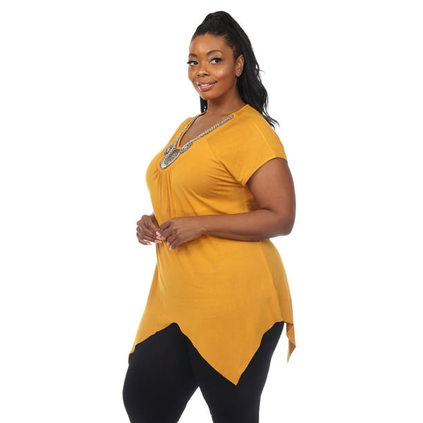 White Mark PS1288 10 3XL Fenella Womens Plus Size Tunic Top