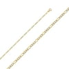 Solid 14k White and Yellow Gold 2.1MM Two Tone Figaro White Pave Chain Necklace - 20 Inches