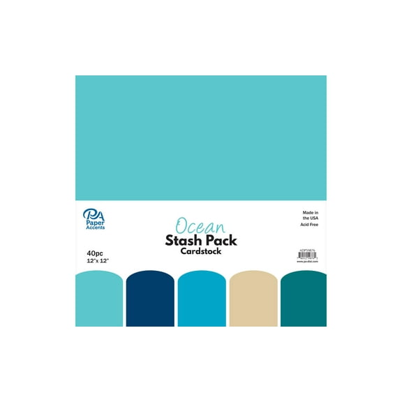 Paper Accents Stash Pack Cardstock 12"x 12" Ocean 40pc
