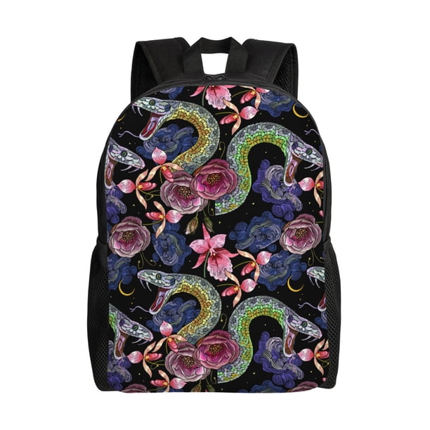 Easygdp Snake And Flower Mochila Versátil y Elegante: Comodidad, Almacenaje y Durabilidad para la Universidad, Trabajo, Viajes y Uso Diario