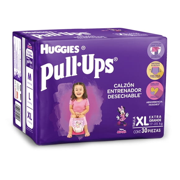 Calzón entrenador Huggies Pull-Ups talla extra grande niña 30 pzas