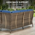 thumbnail image 5 of PARKWELL Outdoor Furniture Sectional Sofa L Shaped Couch,Patio Wicker 5-Seat High Back Conversation Set for Balcony Yard,Brown Wicker Navy Cushion, 5 of 9