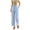 Blue, variant on hoksml Summer Women Linen Casual Pants Elastic High Waist Straight Leg Trousers, Loose Beach Vacation Pants with Pockets