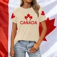 thumbnail image 2 of Gyexs T-Shirt Graphique Patriotique pour Femmes, Tenue Décontractée d'Été, Confortable, Manches Courtes, Col Rond (Beige et P), 2 of 4