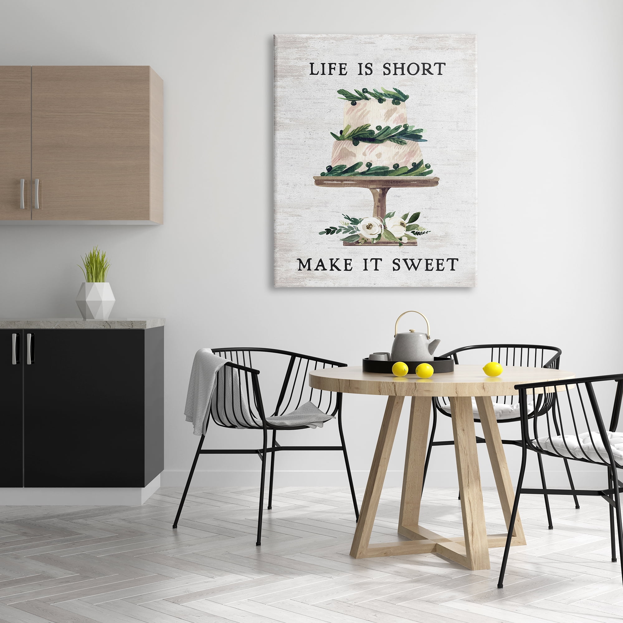 Stupell Indtries Life's Short Make it Sweet Sentiment Tiered Cake,36 x 48,Design by Lettered and Lined