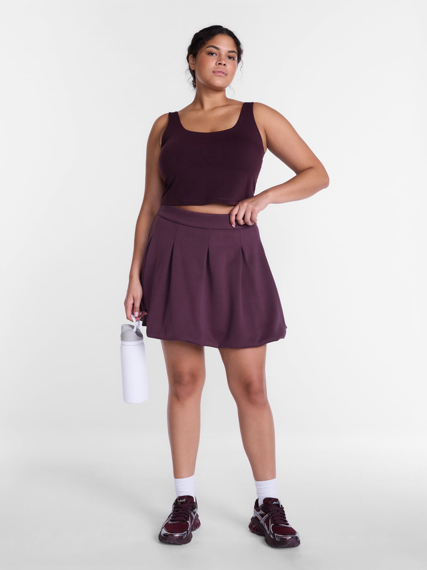 Avia Women's Pique Knit Pleated Bubble Hem Skort, Sizes XS-XXXL