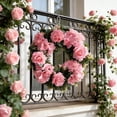 thumbnail image 4 of Spring Floral Wreath Faux Rose and Hydrangea Front Door Decoration 13.8in Artificial Flower Greenery Garland for Spring Summer Porch Wall Window Party Wedding Home Decor, 4 of 5