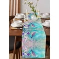 thumbnail image 4 of ERUNPONLY Teal Pink Birds Table Runner - 72 Inch Long Abstract Watercolor Flower Leaf Branch Cotton and Linen Blended Dress Scarves Farmhouse Table Runner for Kitchen Dining, Coffee Table, 13"x72", 4 of 8
