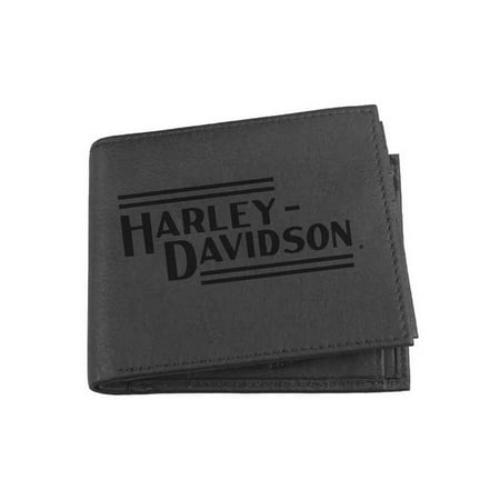 Harley-Davidson Mens Currency & Coin Leather Billfold Wallet IM2139L-BLACK, Harley