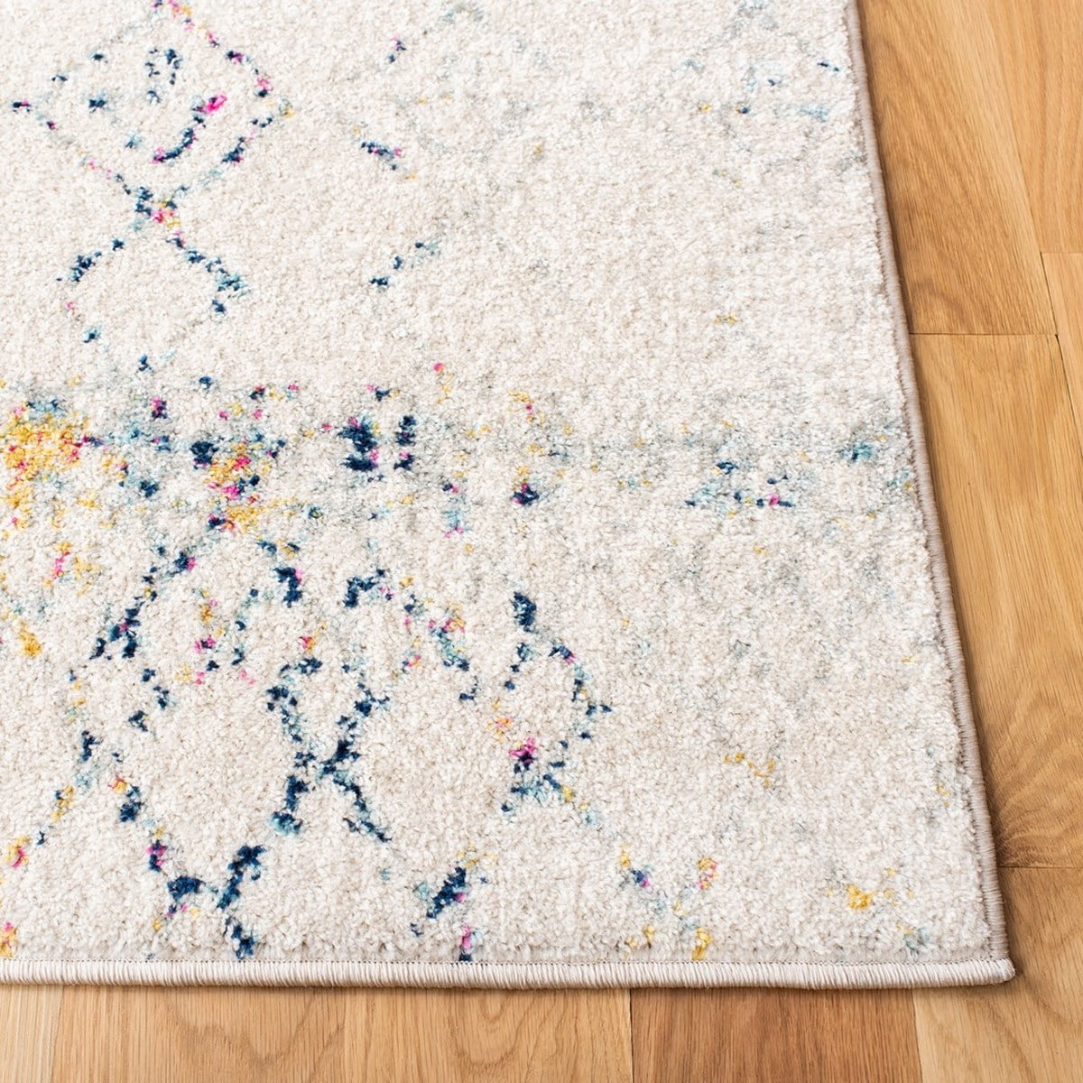 SAFAVIEH Tulum Coriander Moroccan Geometric Area Rug, 5' x 5' Square, Ivory/Blue