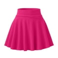 thumbnail image 4 of HZLPFO Women Short Skirt Casual Mini Stretch Waist Flared Plain Pleated Skater Skirt Hot Pink,L, 4 of 5