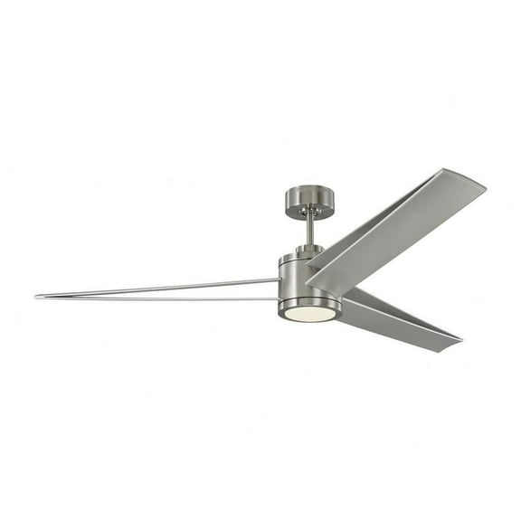 3 Blade 60 inch Ceiling Fan with Light Kit-Brushed Steel Finish Bailey Street Home 96-Bel-3087736
